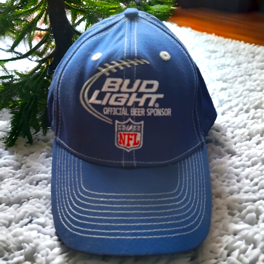NFL Bud Light Beer Official Sponsors Football Hat Baseball Cap Blue Adj. H/Loop